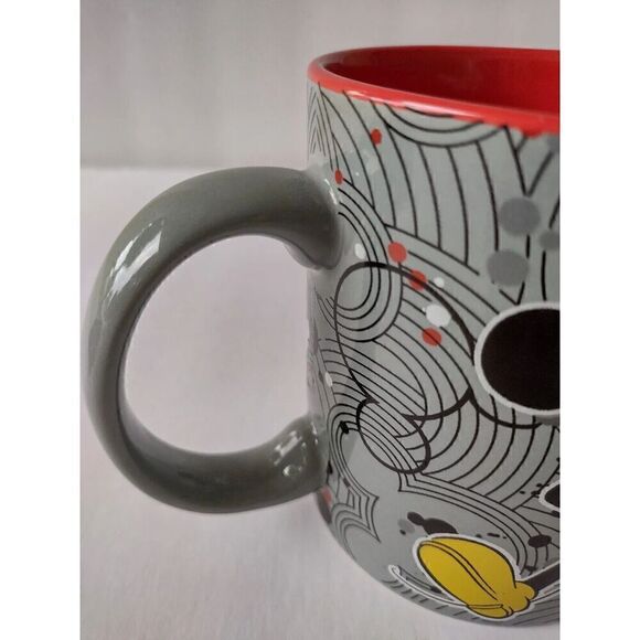 SILVER BUFFALO Disney Mickey Mouse 20 oz Coffee Mug Gray Red Yellow Black - Picture 3 of 6